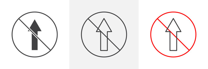 No entry sign vector in black and colored versions