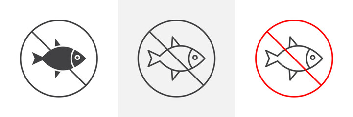 No fishing icons in black and colored versions