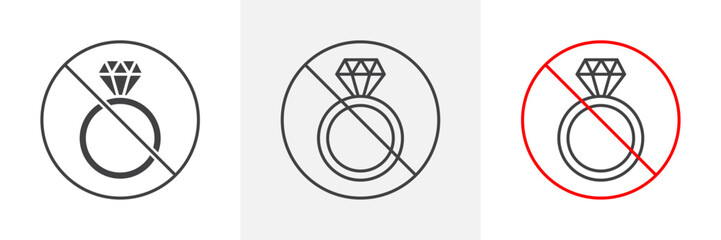 No jewelry sign vector in black and colored versions