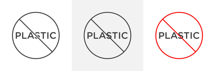 No plastic sign vector in black and colored versions