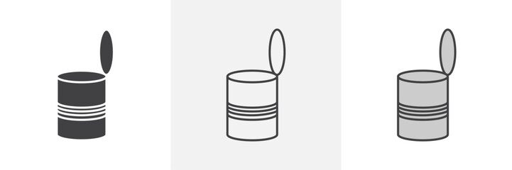 Open tin can icons in black and colored versions