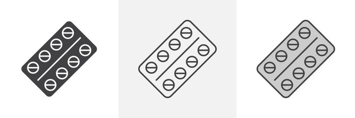 Oral contraception icons in black and colored versions