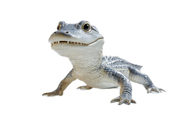 Fototapeta premium Close-Up of a Young Alligator with Detailed Scales on a Neutral Background