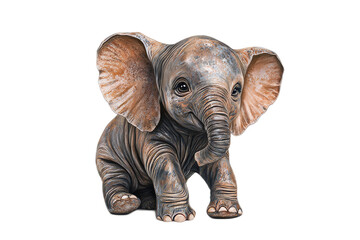 Fototapeta premium A baby elephant is sitting on a transparent background