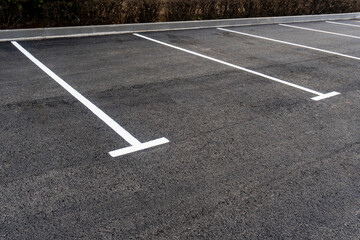 Parking space on newly laid asphalt