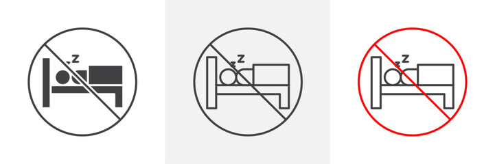 Sleepover ban signs set in black and colored versions