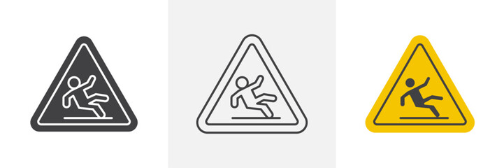 Slip Warning signs in black and colored versions