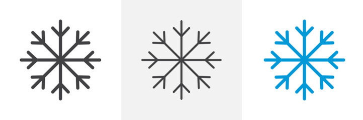 Snowflake icons in black and colored versions