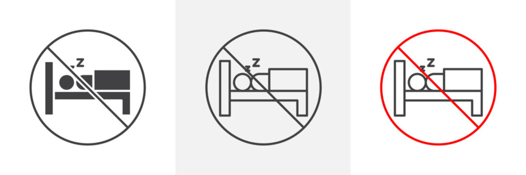 Sleepover ban signs set in black and colored versions