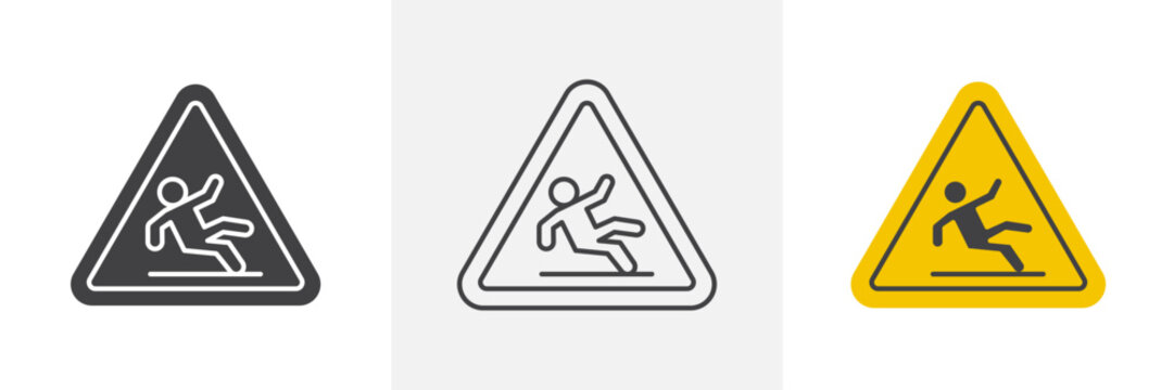 Slip Warning signs in black and colored versions