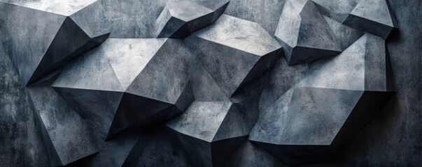 Abstract geometric shapes in various grey tones, Generative AI