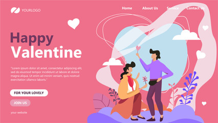 Valentines Day Landing Page Illustration Template