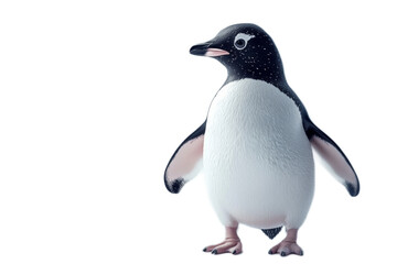 Fototapeta premium Adorable Penguin Standing on Transparent Background with Soft Lighting and Minimalist Composition