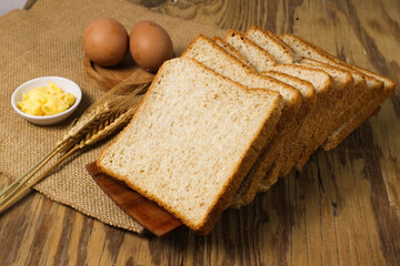 Delicious Whole Wheat Bread Slices with Butter and Eggs