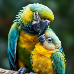 Fototapeta premium Parrot with her baby.