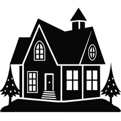 village house silhouette vector file