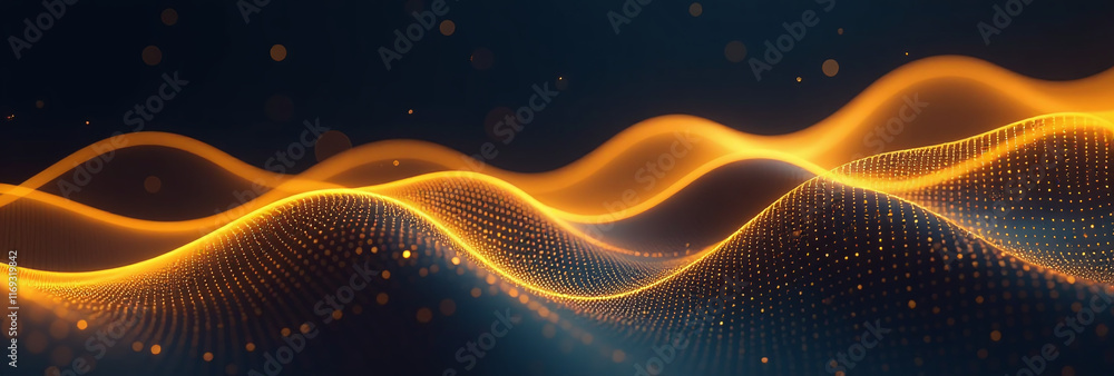 Poster yellow line waves abstract background modern flowing lines futuristic tech concept suitable various 