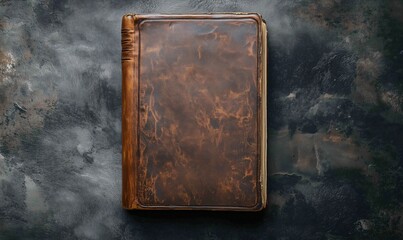 Vintage leather-bound book with textured cover, showcasing rich brown tones and classic design, perfect for journaling or as a decorative piece
