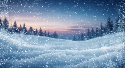 A winter holiday background with icy textures and glowing snowflakes