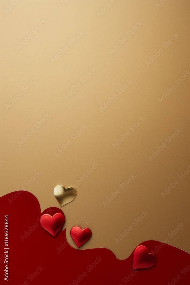 Poster decorative hearts in varying sizes create an enchanting focal point against a smooth, neutral backgr