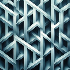 Fototapeta premium A complex geometric pattern featuring interwoven lines and shapes in a cool color palette.
