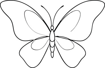 Butterfly Continuous One Line Drawing. Simple Butterfly One Line Drawing. Minimalist Contour Illustration