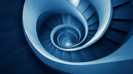 Stunning Spiral Staircase in Deep Blue Tones - Architectural Masterpiece