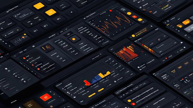 Dark-themed UI kit ideal for creating modern and sophisticated dashboards. Perfect for software, web, or mobile apps that need a sleek and professional look.