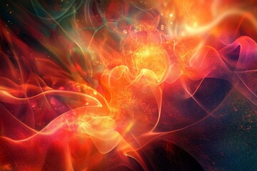 Abstract fiery swirls, glowing red and orange.