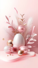 Celebrating Easter through a minimalist abstraction of nature and egg symbols in a soothing pastel gradient