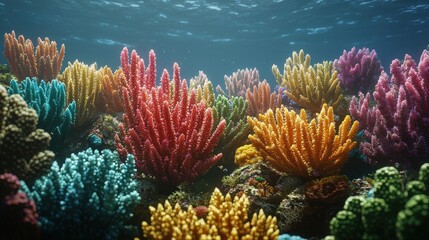 Vibrant coral patterns illustrating coral reef ecosystem underwater ocean close-up nature's biodiversity