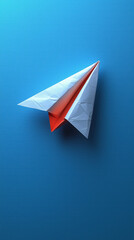 Naklejka premium White paper plane isolated on a blue background