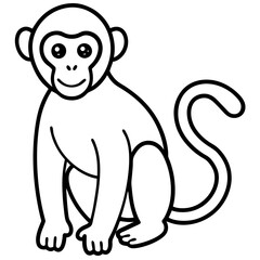 Coloring page line art Monkey orange vector