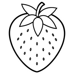 Coloring page line art Strawberry vector