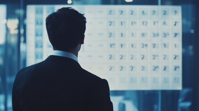 Business Planning Calendar Agenda work schedule and Project management concept. Businessman manages time for effective work with Calendar on virtual screen. Time management. Reminder appointment