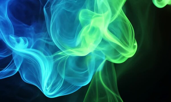 Abstract swirling teal and lime green smoke or energy