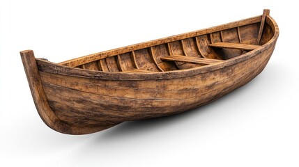A weathered wooden rowboat perfect for adding a touch of history to scenes. Ideal for historical settings, lakeside environments, or fishing scenes.
