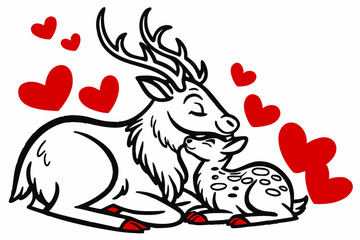 Valentine Heart Hugger: Elegant Vector Line Art in White