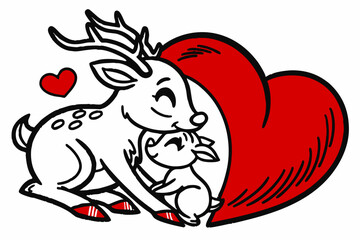 Valentine Heart Hugger: Elegant Vector Line Art in White