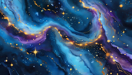 a painting of a nebula with stars and nebulas