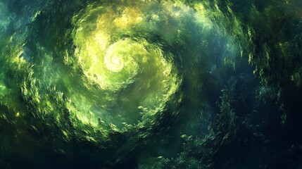 Abstract swirling green vines with vibrant glowing tones, Generative AI