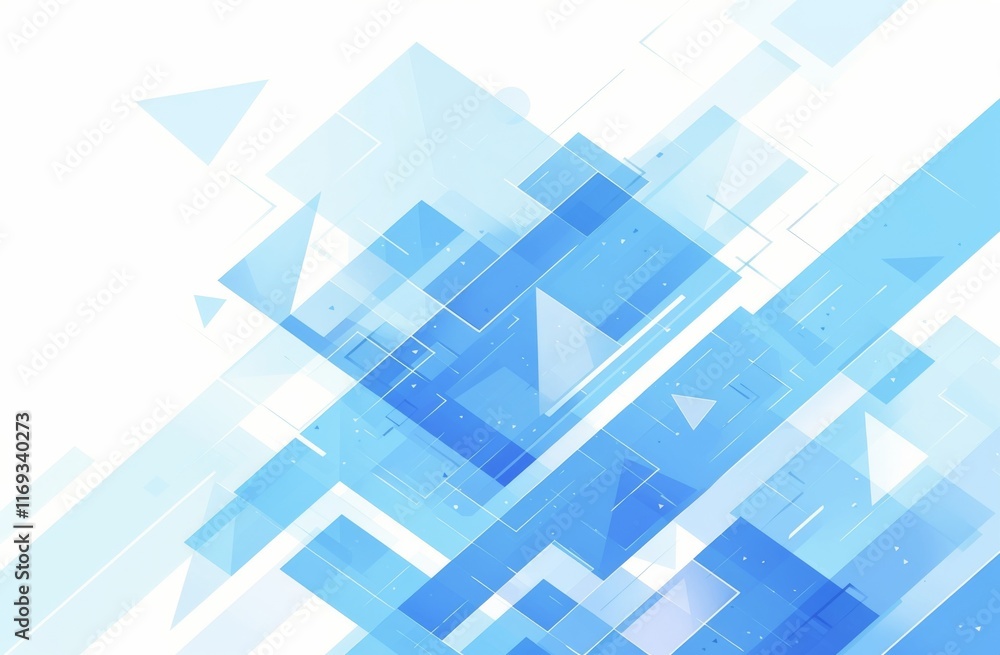 Poster light blue geometric minimalism with subtle gradients and simple shapes on a white background
