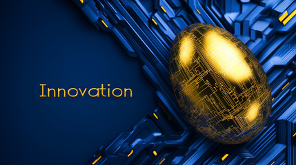 An industrial design banner features technical Easter egg illustrations, highlighting innovation in a sleek color palette