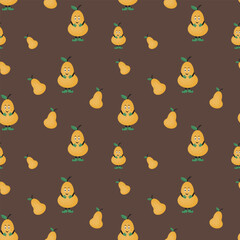 pattern with a yellow pear on a dark background