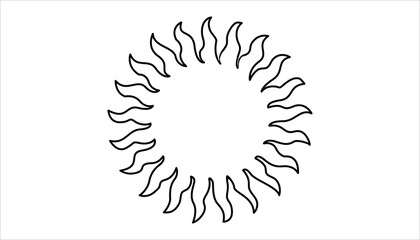 Elegant sun continuous one line drawing vector illustration
