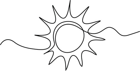 Sun continuous one line drawing vector illustration