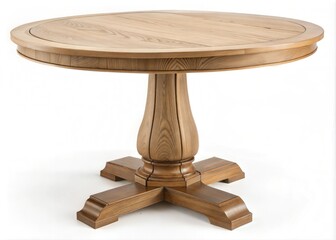 Rustic Wooden Table with Smooth Top Isolated on White Background – Minimalist Design