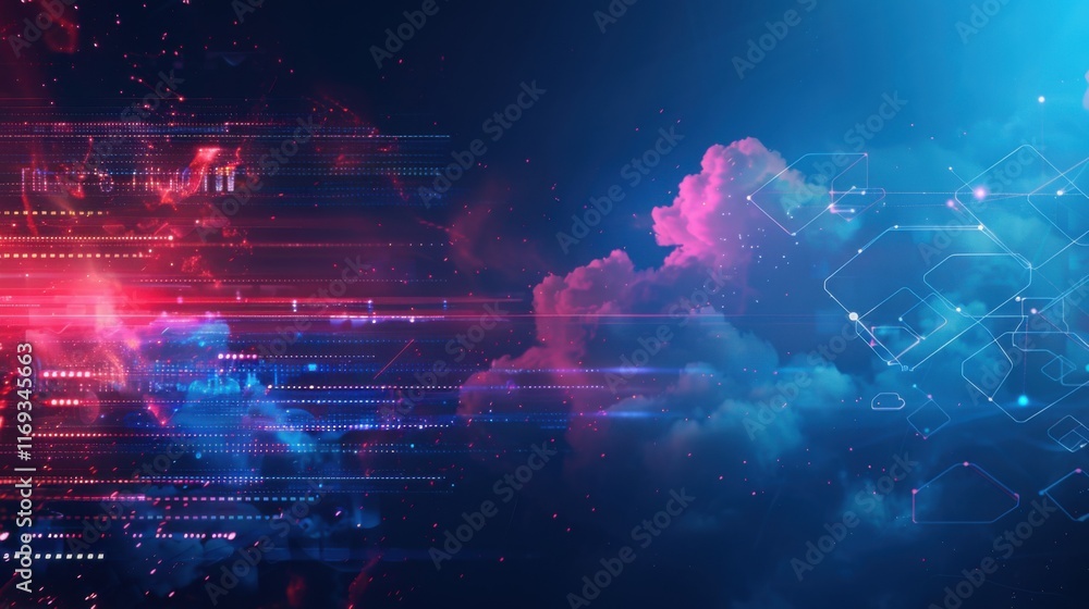 Poster technology networking and digital communication in business with cloud computing concept web storage