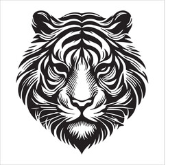 tiger head silhouette vector
