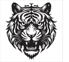 tiger head silhouette vector